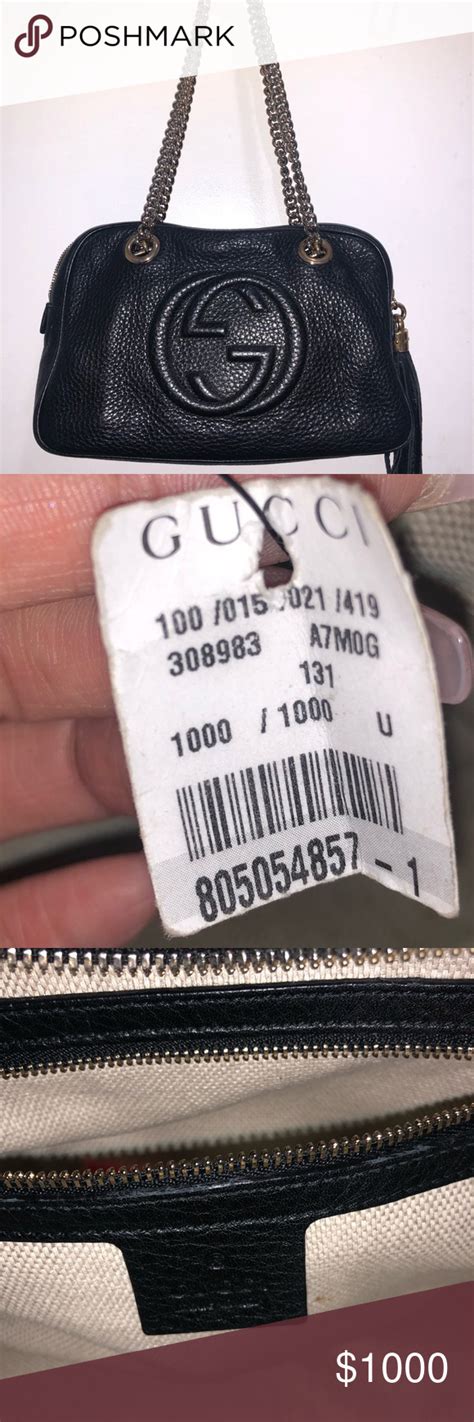 gucci imprinted on purse black